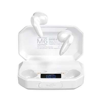 Kruger&Matz KMPM6 Bezdrôtové slúchadlá M6, Bluetooth 5.1 + EDR, 2200 mAh, biele