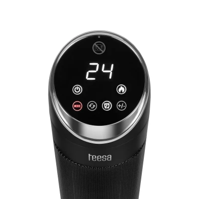 Teesa TSA9017 Sloupový elektrický ohřívač s efektem plamene, 2000 W, dálkový ovládač