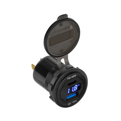 Nabíjačka do auta Peiying USB + USB-C s rýchlym nabíjaním, 63 W s meračom napätia