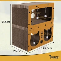 Purlov 27017 Škrabadlo pro kočky dvoupatrový dům 3 v 1, hnědé