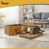 Purlov 27016 Škrabadlo pre mačky dvojposchodový domček 29 x 55 x 29 cm, hnedé