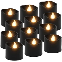 Ruhhy 26128 Sada LED svíček na baterie 3,6 cm, 12 ks, černé