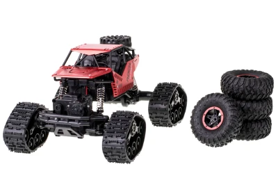 KIK KX6967 RC auto 2v1 Rock Crawler 4x4 - pásy i kola,1:16, 2,4 GHz, červené
