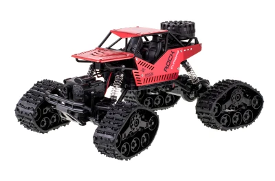 KIK KX6967 RC auto 2v1 Rock Crawler 4x4 - pásy i kola,1:16, 2,4 GHz, červené