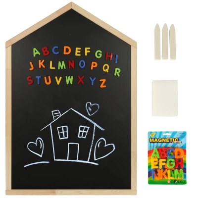 KIK KX3731 Dětská magnetická a křídová tabule ve tvaru domečku 92 x 62 cm