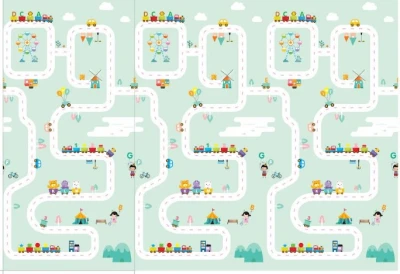 KIK KX4503 Vzdělávací skládací pěnová oboustranná podložka PANDA PARK, 180 x 200 cm