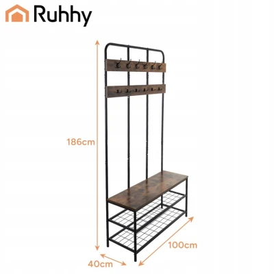 Ruhhy 27036 Věšák na oblečení s háčky a policemi 182 x 100 x 35,5 cm