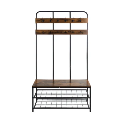 Ruhhy 27036 Věšák na oblečení s háčky a policemi 182 x 100 x 35,5 cm