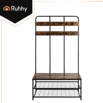 Ruhhy 27036 Věšák na oblečení s háčky a policemi 182 x 100 x 35,5 cm