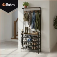 Ruhhy 27035 Věšák na oblečení s háčky a policemi 183,5 x 31,5 x 68 cm
