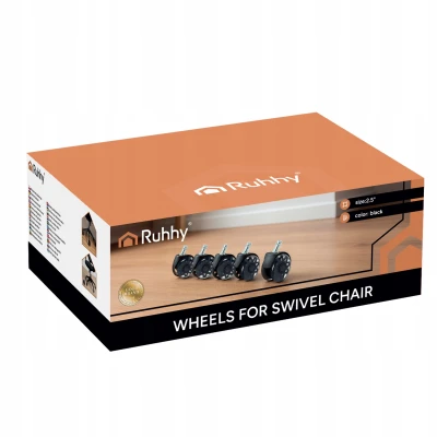 Ruhhy 26294 Sada otočných koleček ke kancelářské židli 5 ks, černé