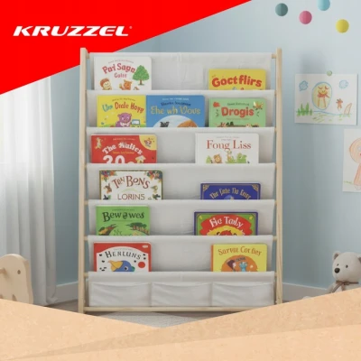 Kruzzel 25809 Detský regál so 6 textilnými policami 79 x 62,5 x 30 cm