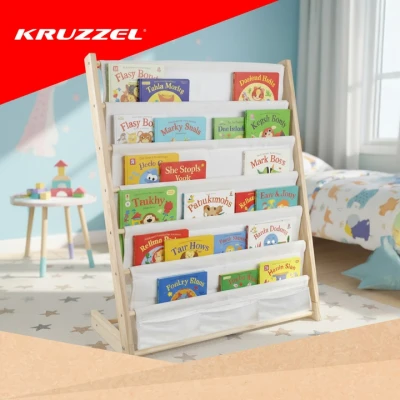 Kruzzel 25809 Detský regál so 6 textilnými policami 79 x 62,5 x 30 cm