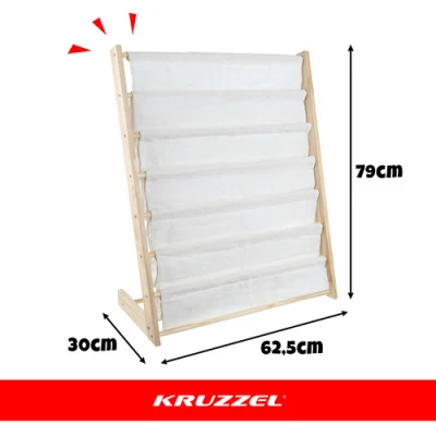 Kruzzel 25809 Detský regál so 6 textilnými policami 79 x 62,5 x 30 cm