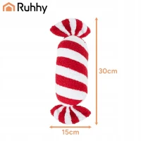 Ruhhy 27031 Vianočný dekoračný vankúš v tvare cukríka 30 x 15 cm, červený a biely
