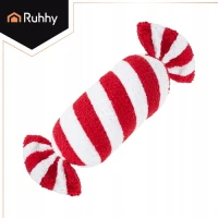 Ruhhy 27031 Vianočný dekoračný vankúš v tvare cukríka 30 x 15 cm, červený a biely
