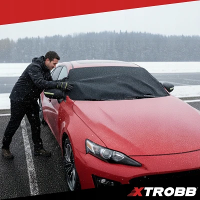 Xtrobb 27186 Ochranná textilná clona na čelné sklo a zrkadlá 183 x 80 cm, čierna