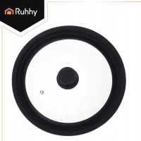 Ruhhy 25560 Univerzálny sklenený poklop so silikónovým okrajom 3 v 1, 24/26/28 cm