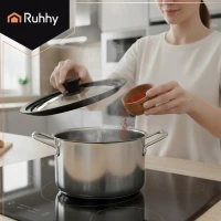 Ruhhy 25560 Univerzálny sklenený poklop so silikónovým okrajom 3 v 1, 24/26/28 cm