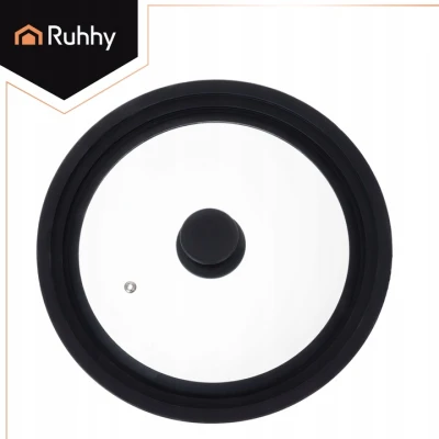 Ruhhy 25560 Univerzálny sklenený poklop so silikónovým okrajom 3 v 1, 24/26/28 cm