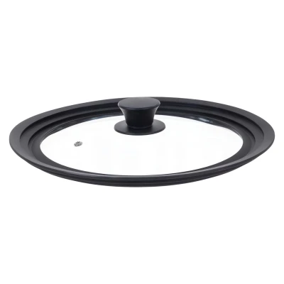 Ruhhy 25560 Univerzálny sklenený poklop so silikónovým okrajom 3 v 1, 24/26/28 cm