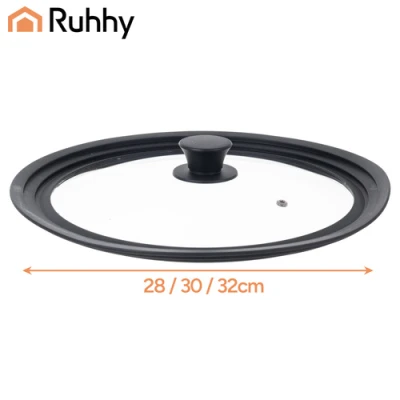 Ruhhy 25561 Univerzálny sklenený poklop so silikónovým okrajom 3 v 1, 28/30/32 cm