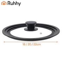 Ruhhy 25563 Univerzální skleněná poklice se silikonovým lemem 3 v 1, 18/20/22 cm