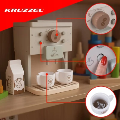 Kruzzel 26512 Dětský dřevěný kávovar s příslušenstvím