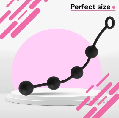 Sensual A102.S Silikónové análne guličky 43 cm, 4 guličky, čierne