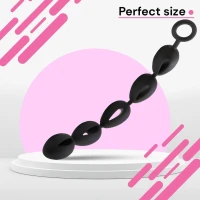 Sensual A103.M Análne korálky silikónové XXL 39,5 cm, 5 korálok, čierne