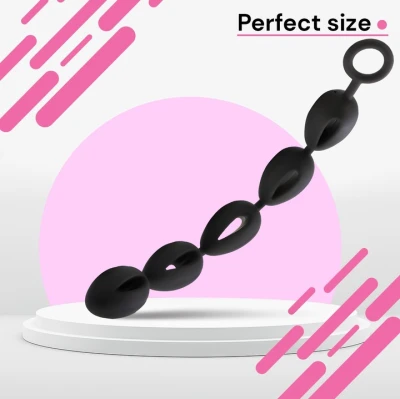 Sensual A103.M Análne korálky silikónové XXL 39,5 cm, 5 korálok, čierne