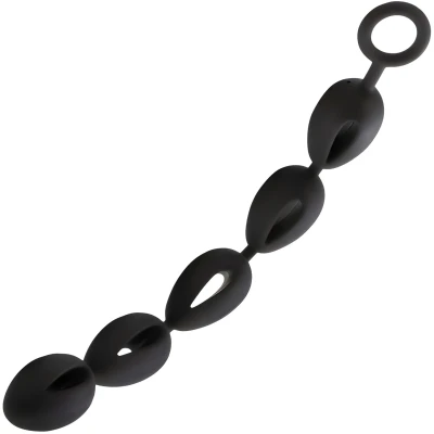 Sensual A103.M Análne korálky silikónové XXL 39,5 cm, 5 korálok, čierne