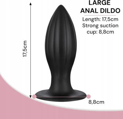 Sensual A125 Anální kolík s přísavkou 17,5 cm, černý 