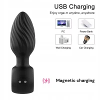 Sensual A135 Vibrační anální kolík s rukojetí 11 cm, 9 režimů, černý