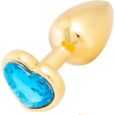 Zmyselný análny kolík kovový s kryštálom Love anal 7,2 cm, zlatý