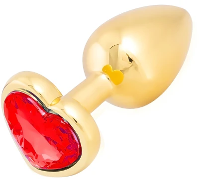 Sensual Anální kolík kovový s červeným krystalem Love anal 7,2 cm, zlatý