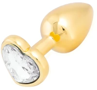 Sensual Anální kolík kovový s čirým krystalem Love anal 7,2 cm, zlatý