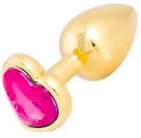 Sensual Anální kolík kovový s růžovým krystalem Love anal 7,2 cm, zlatý