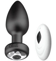 Sensual A127 Vibračný análny kolík s diaľkovým ovládaním 9 cm, 10 režimov, čierny