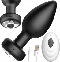 Sensual A127 Vibračný análny kolík s diaľkovým ovládaním 9 cm, 10 režimov, čierny