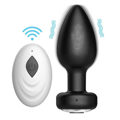 Sensual A127 Vibračný análny kolík s diaľkovým ovládaním 9 cm, 10 režimov, čierny