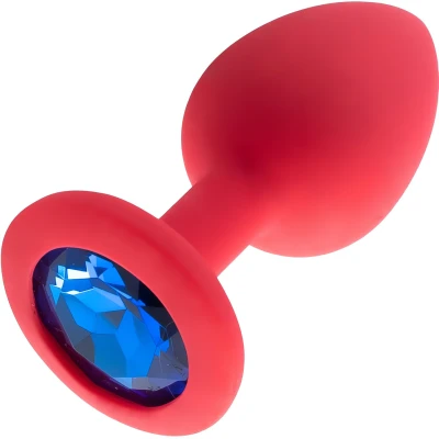 Sensual A35 Anální kolík silikonový s krystalem 7,2 cm, červený