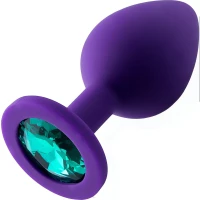 Sensual A35 Anální kolík silikonový s krystalem 7,2 cm, fialový