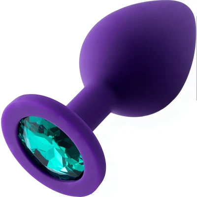 Sensual A35 Anální kolík silikonový s krystalem 7,2 cm, fialový