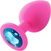 Sensual A35 Anální kolík silikonový s krystalem 7,2 cm, růžový
