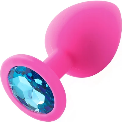 Sensual A35 análny kolík silikónový s kryštálom 7,2 cm, ružový
