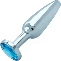 Sensual A37 Anální kolík kovový s krystalem 9,5 cm, střibrný