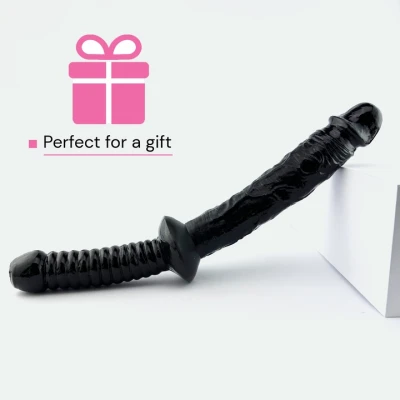 Sensual D15 Reverzibilné flexibilné dildo 32 cm, čierne