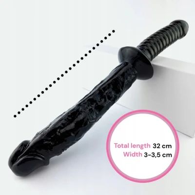Sensual D15 Reverzibilné flexibilné dildo 32 cm, čierne