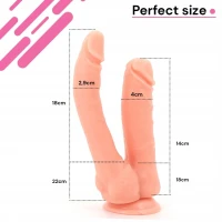 Sensual Dildo s přísavkou 18 cm dvojité, béžové